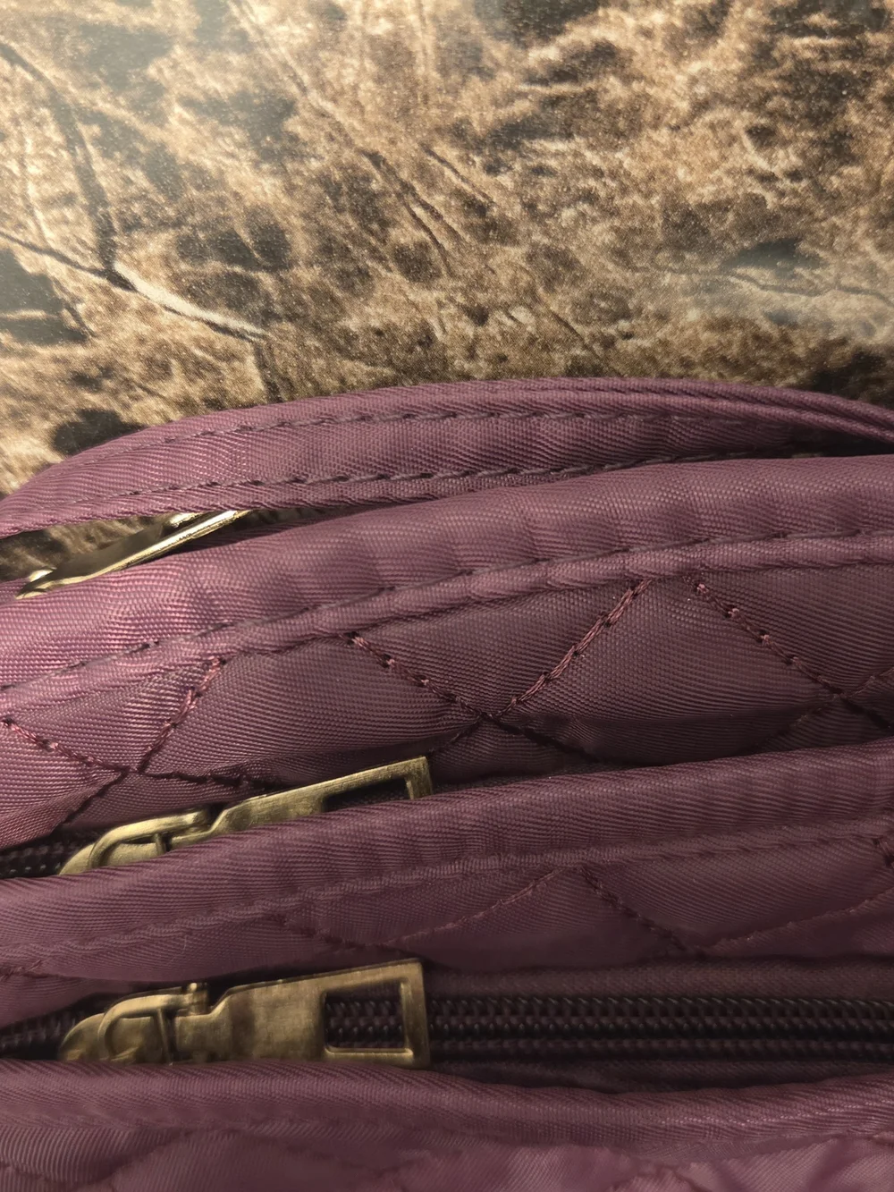 Plum Quilted Crossbody Purse